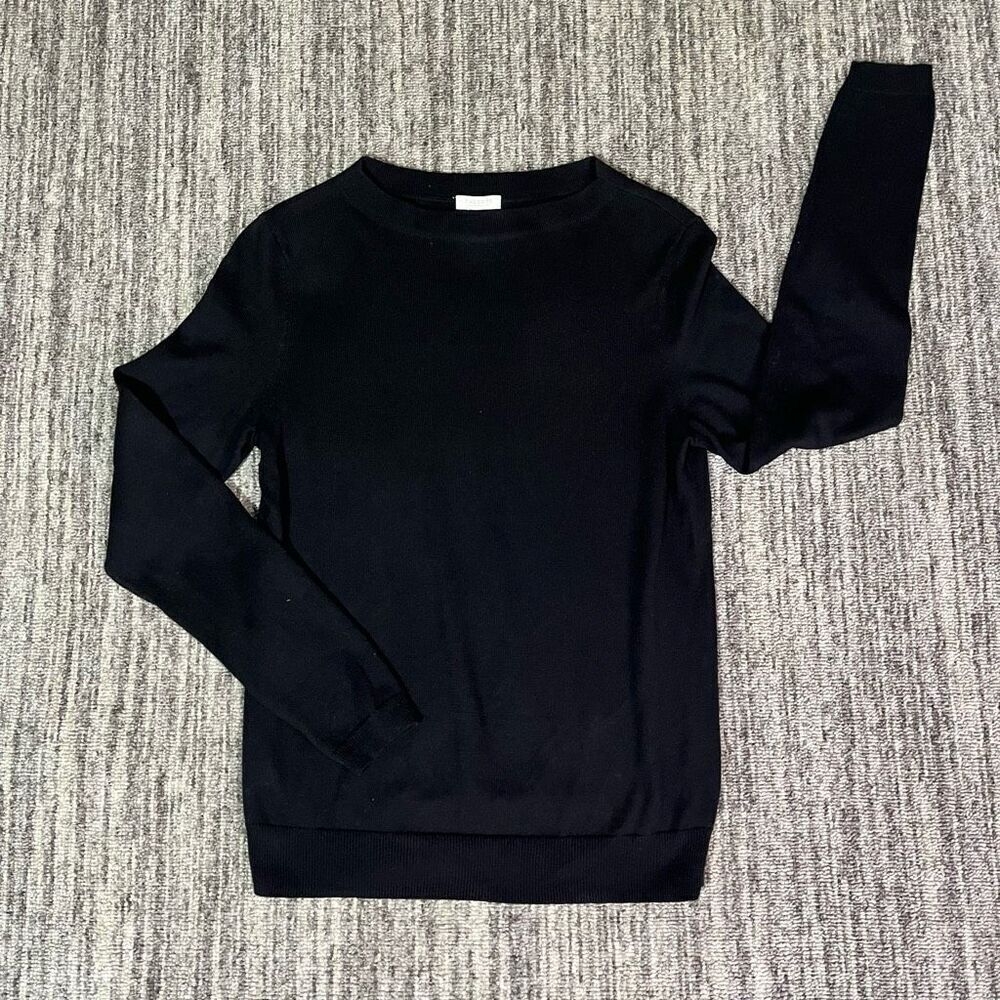 Talbots Women’s Size Small Petite Ribbed Long Sleeve Crewneck Sweater Black